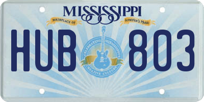 MS license plate HUB803