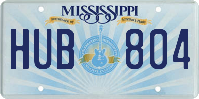 MS license plate HUB804