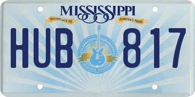 MS license plate HUB817