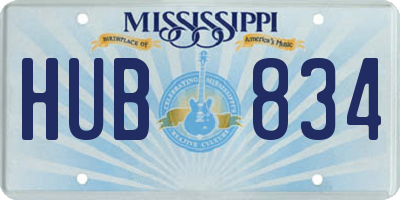 MS license plate HUB834