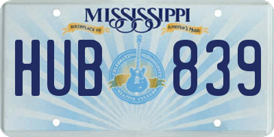 MS license plate HUB839