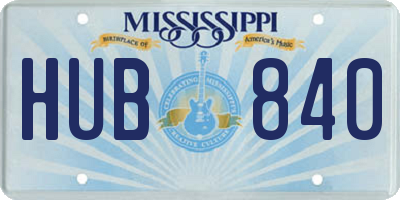 MS license plate HUB840