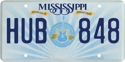 MS license plate HUB848