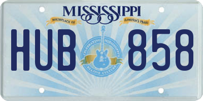 MS license plate HUB858