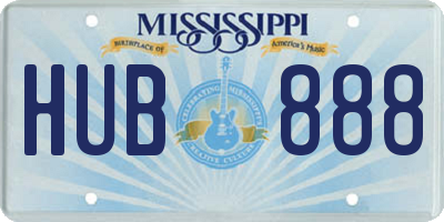 MS license plate HUB888