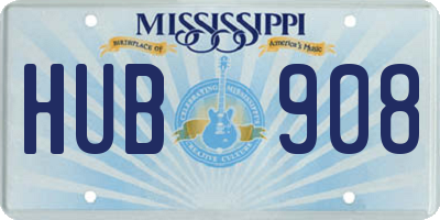 MS license plate HUB908
