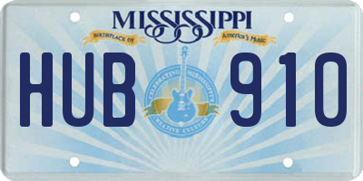 MS license plate HUB910