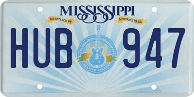 MS license plate HUB947
