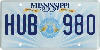 MS license plate HUB980