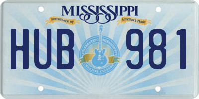 MS license plate HUB981