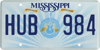 MS license plate HUB984