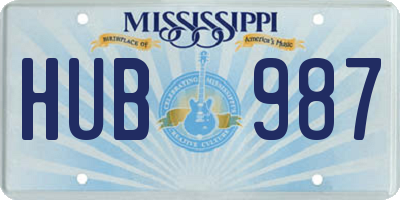 MS license plate HUB987