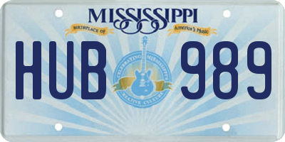 MS license plate HUB989