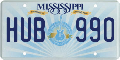 MS license plate HUB990