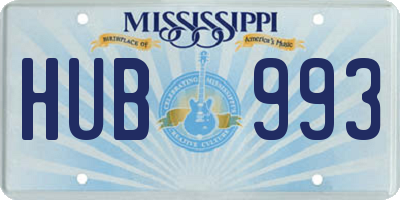 MS license plate HUB993