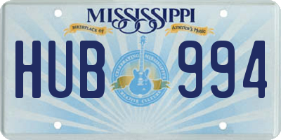 MS license plate HUB994
