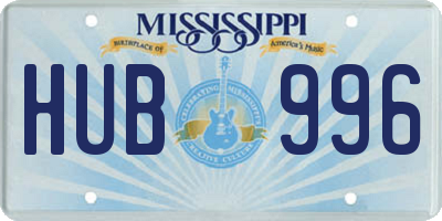 MS license plate HUB996