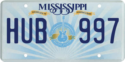 MS license plate HUB997