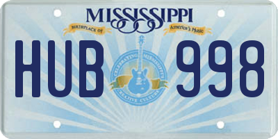 MS license plate HUB998
