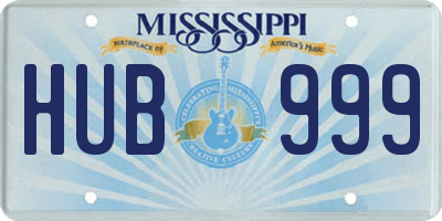MS license plate HUB999