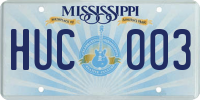 MS license plate HUC003