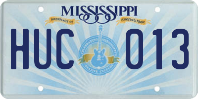 MS license plate HUC013