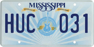 MS license plate HUC031