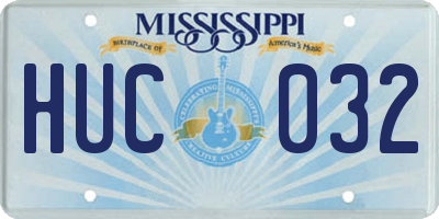 MS license plate HUC032