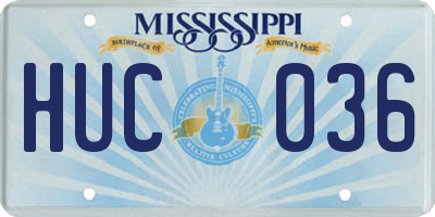 MS license plate HUC036