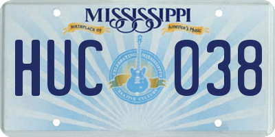 MS license plate HUC038