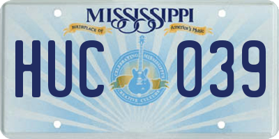 MS license plate HUC039