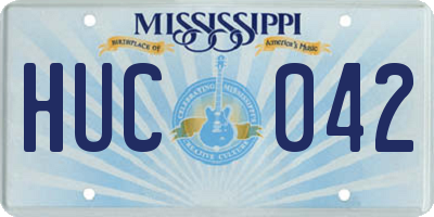 MS license plate HUC042