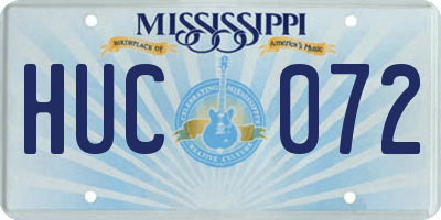MS license plate HUC072