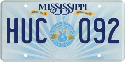 MS license plate HUC092