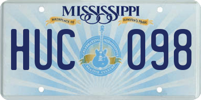 MS license plate HUC098