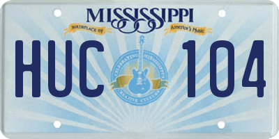 MS license plate HUC104