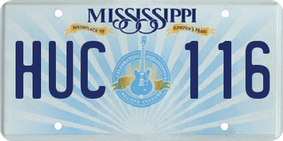 MS license plate HUC116