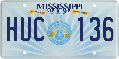 MS license plate HUC136