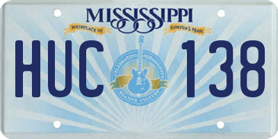 MS license plate HUC138