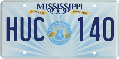 MS license plate HUC140