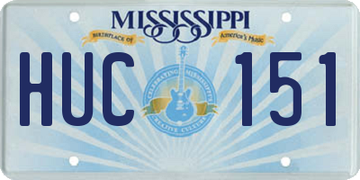 MS license plate HUC151