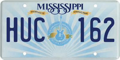 MS license plate HUC162