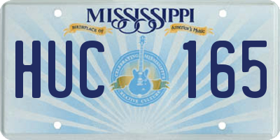 MS license plate HUC165