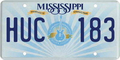 MS license plate HUC183