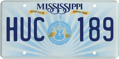 MS license plate HUC189