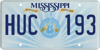 MS license plate HUC193