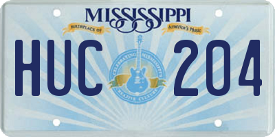 MS license plate HUC204