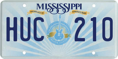 MS license plate HUC210