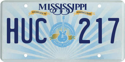 MS license plate HUC217
