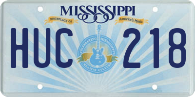 MS license plate HUC218